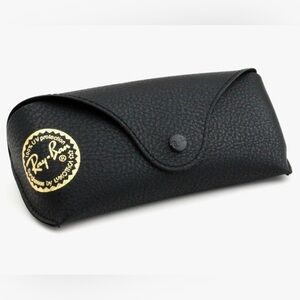 NEW Ray Ban Black Leather Like Medium Case With Gold Stamp